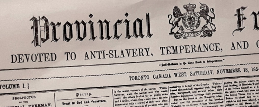 'Provincial Freeman' Newspaper print from 1854